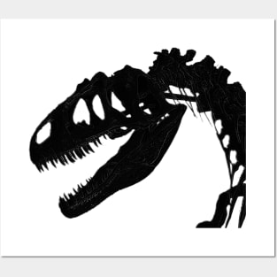 T-Rex Skeleton Black Posters and Art